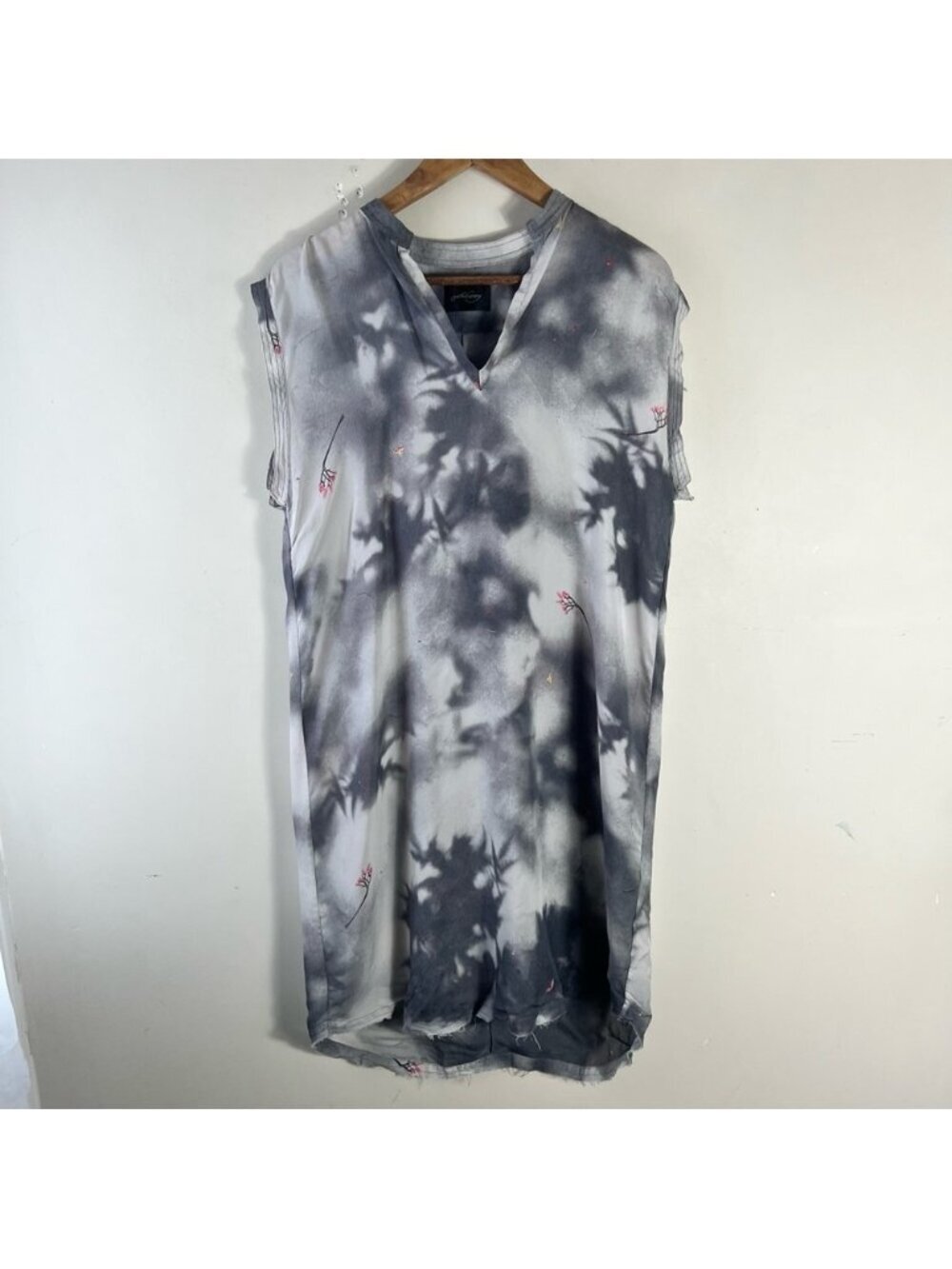 RACHEL COMEY 100% Silk Tunic Gray White Japanese Landscape Size 2 Small Artsy